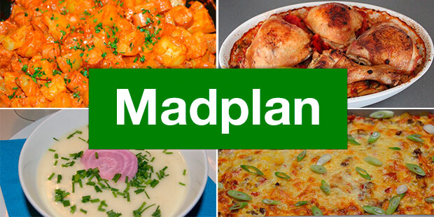 Madplan med bl.a. kartoffelsuppe