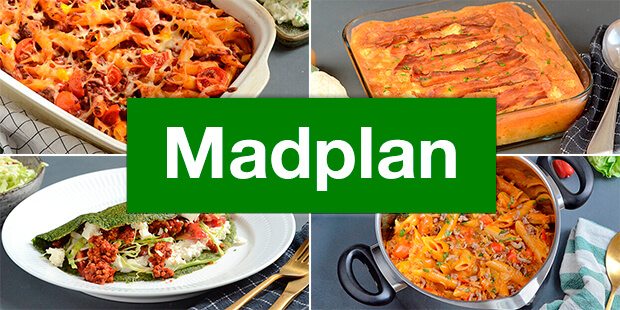 Madplan med øko grøntsager