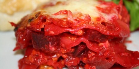 Sådan ser grøntsagslasagnen ud indeni.