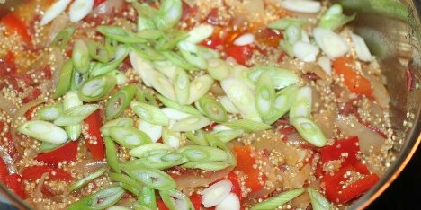 Forårsløgene kommes i lige inden servering.