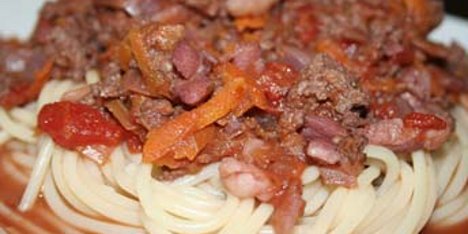 Fedtfattig spaghetti bolognese.