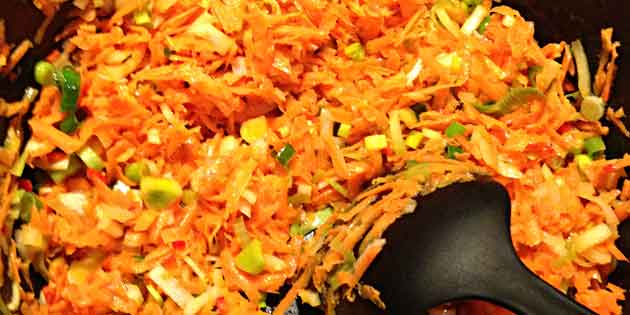 De mange gode grøntsager er her gjort klar.