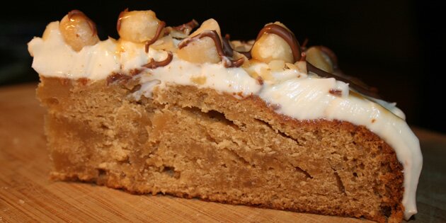 Her kan man rigtigt se det tykke lag creme.