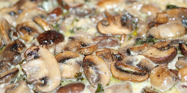 Lidt tættere på den cremede champignonsauce.