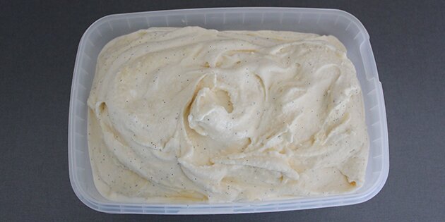 Her er isen kørt på ismaskinen i 45 min.