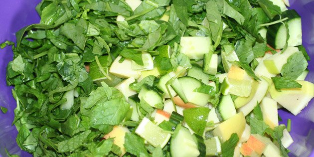 Ingredienserne er klar til at blive presset.