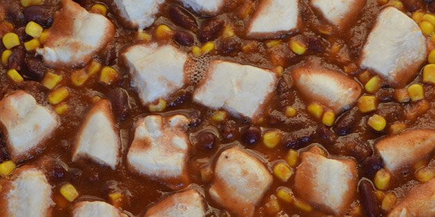 Sådan ser det ud efter den første tur i ovnen.