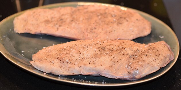 Sådan ser de ud efter sous vide tilberedningen.