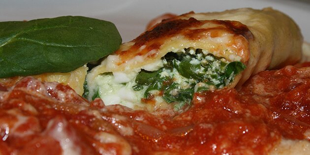 Lækkert fyld af spinat og ricotta