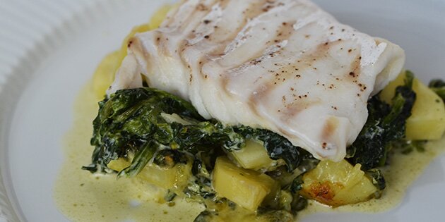 Fisk og grøntsager i skøn forening.