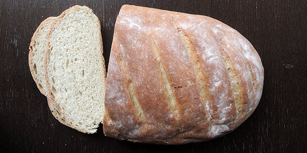 Det lækre brød set ovenfra.