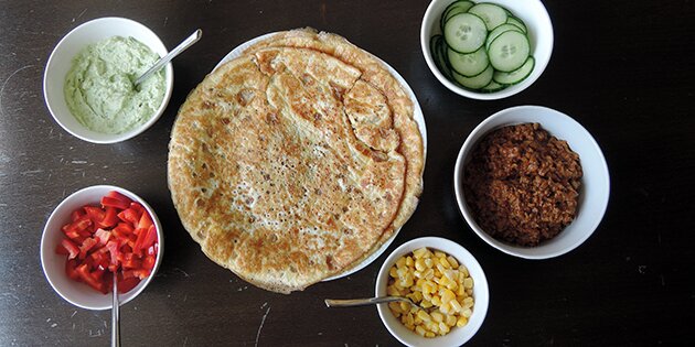 Server wrapsene med fyldet ved siden af