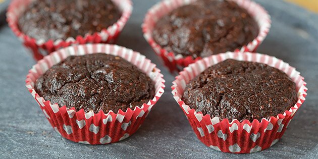 Virkelig lækre chokolademuffins, der både er sunde og smager intenst af chokolade