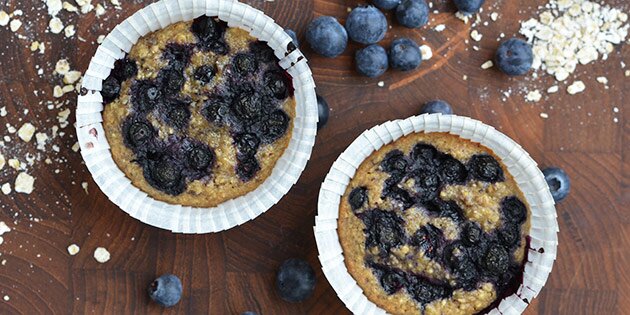 Lækre sunde blåbærmuffins med havregryn og vanilje