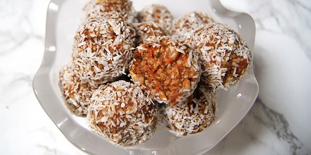 De sunde kugler smager dejligt af gulerodskage