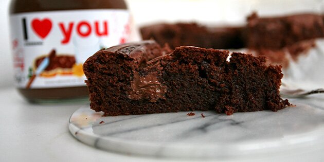 Overdrevet lækker brownie med Nutella
