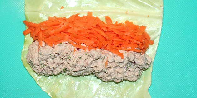 Et kålblad med fyld.