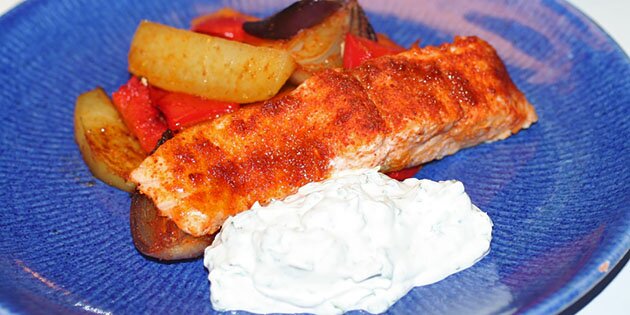 Her serveret med en nem dressing, der passer rigtig godt til.