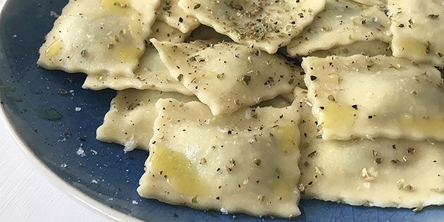 Ravioli med skønt fyld af spinat og ricotta