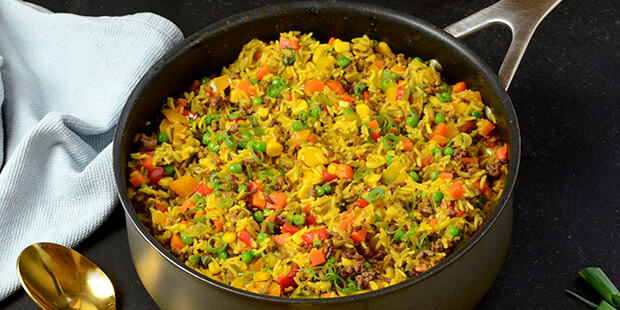 Det hele tilberedes i én gryde - en såkaldt one pot ret.