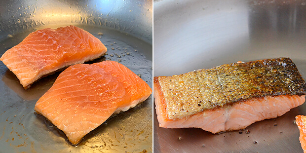 Sådan skal laksen se ud i de forskellige faser af stegetiden